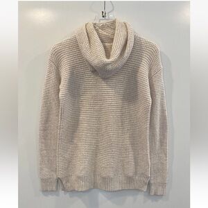 White + Warren Ribbed Knit Wool Blend Cowl Neck Turtleneck Sweater Womens Small